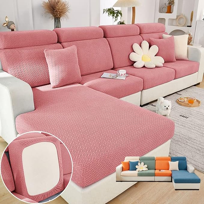 Soothing Home Sofa Covers, Sofa Hero Covers, Wear-Resistant Universal Couch Covers Washable Stretch Sectional Couch Cushion Covers (Pink,Headrest Cover)