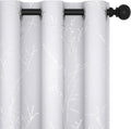 Deconovo Greyish White Curtains, Room Darkening Curtain, Thermal Insulated Soundproof Drapes, Silver Branch Print, 42 x 54 Inch Long, Grommet Window Panels for Living Room Bedroom Kitchen, Set of 2