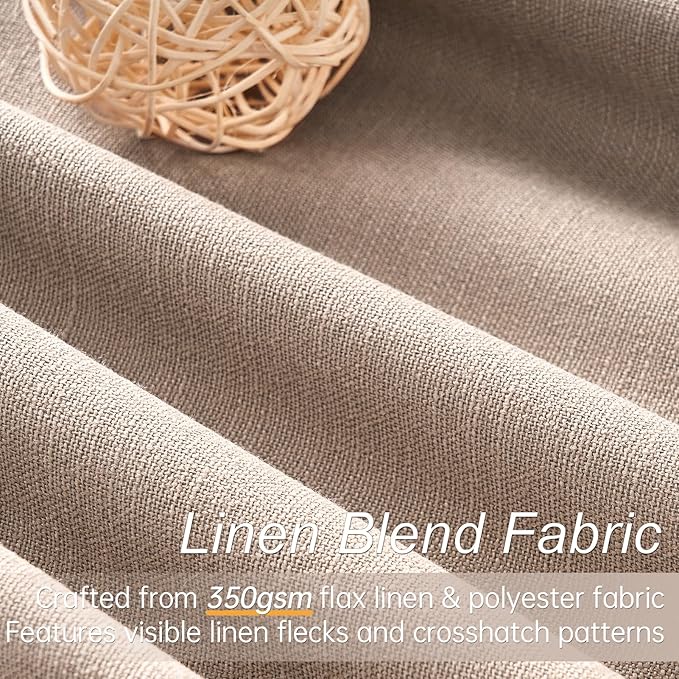 Topfinel 92 inch Long Blackout Curtains 2 Panels Set Neutral Beige Window Drapes 100% Blackout Linen Curtain with Back Tab Rod Pocket Sunlight Blocking Thermal Insulated Panel for Bedroom Living Room