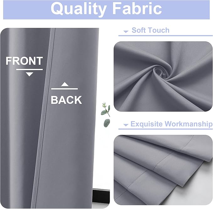 Simplebrand Ava Silver Grey Blackout Curtains for Bedroom 90 Inches Long 2 Panels Set, Solid Privacy Energy Saving Living Room Window Treatment Curtains Blackout Drapes, W40 x L90 Inch, Silver Grey