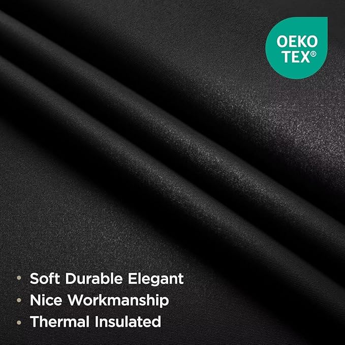 Joydeco Blackout Curtains for Bedroom,Black Out Curtains 84 Inch Long, Black Drapes with Grommets, Noise Reducing Energy Saving Thermal Insulated & Wrinkle-Free Drapes for Living Room, 2 Panels