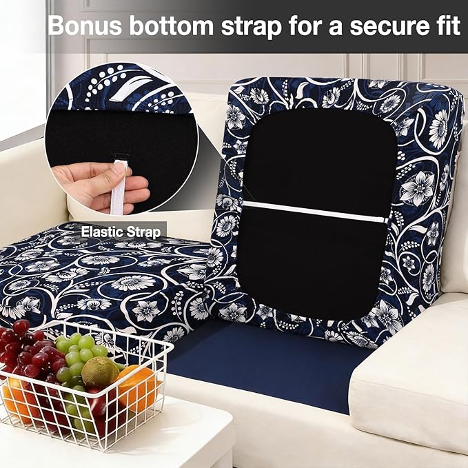 hyha 12Pcs Patio Cushion Covers, Stretch Outdoor Couch Cushion Covers Replacement, Washable Outdoor Chair/Sofa Slipcovers for Patio Furniture Cushions Protector with Elastic Bottom(Baroque,Cover Only)