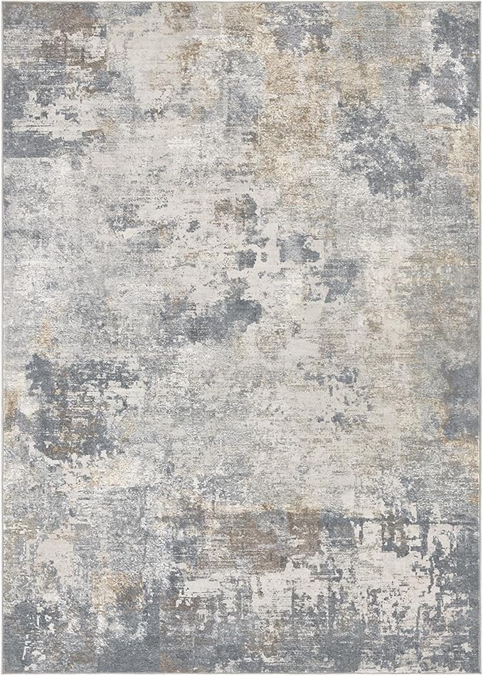 UERMEI 8x10 Area Rug Living Room Rugs - Washable Neutral Modern Abstract Soft Thin Large Rug Indoor Floor No Slip Rug Carpet for Bedroom Under Dining Table Home Office Decor - Blue Grey