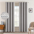 MIULEE Linen Texture 84 Inches Curtains for Bedroom 100% Blackout Thermal Insulated Light Gray Curtains Grommet Room Darkening Drapes for Living Room Nursery 52x84 Inch (2 Panels)