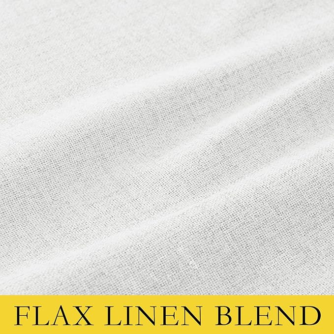 NICETOWN 100% Absolutely Blackout Linen Curtains with Thermal Insulated Liner, Greyish White, 52" Wide, 120" Length Energy Saving Curtains for Living Room 2 Panels Set, Vertical Blinds