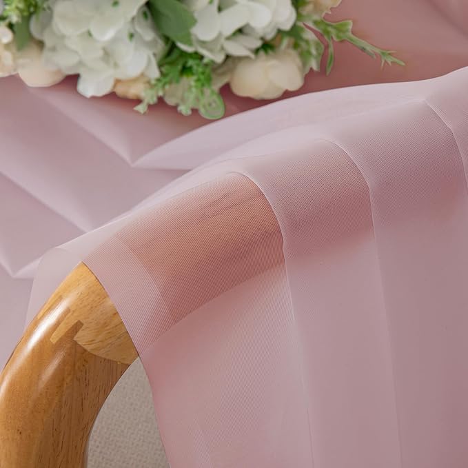 OVZME Blush Pink Sheer Curtains 45 Inches Long 2 Panels - Soft Light Filtering Window Sheer Panels for Living Room/Bedroom, Top Dual Rod Pocket, 1 Pair, Each 42Wx45L Inches