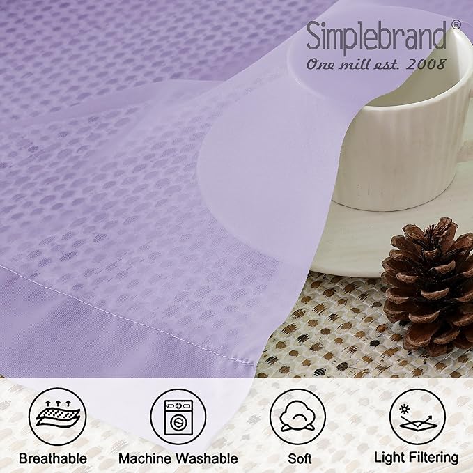 Simplebrand Lavender Sheer Curtains 96 Inches Long, Light Filtering Light Purple Rod Pocket Solid Color Window Sheer Curtain Panels, Elegant Curtains & Drapes for Living Room, Bedroom 2 Panels, 42" W