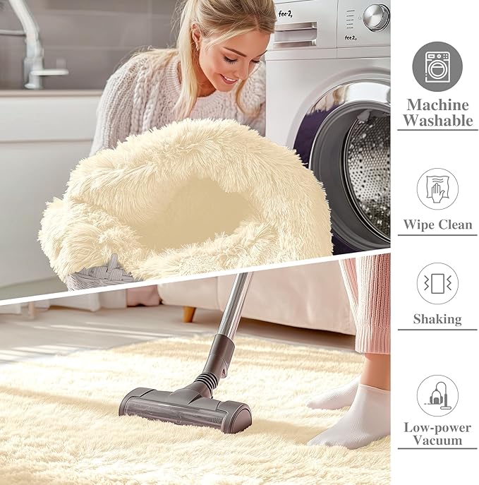 OLANLY 6x9 Machine Washable Large Area Rugs for Living Room, Bedroom, Soft Fluffy Shaggy Bedside Rug, Indoor Floor Carpet for Kids Girls and Boys, Dorms, Nursery, Home Decor Aesthetic, Cream