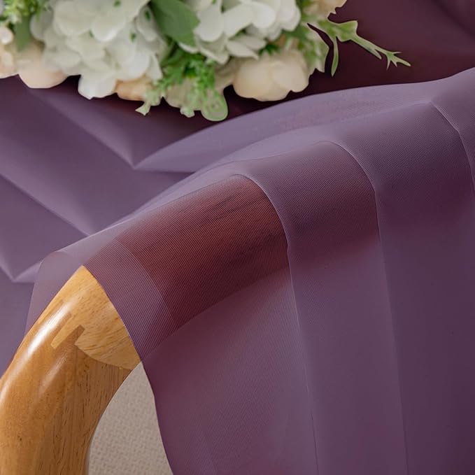 OWENIE Plum Sheer Curtains 63 Inches Long 2 Panels Set, Light Filtering Voile Fimly Sheer Curtains & Drapes for Living Room Bedroom, 2pcs, Plum, Each 42" W x 63" L Inch