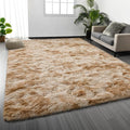 Deerhoo Large Shag Area Rugs 9 x 12, Tie-Dyed Plush Fuzzy Rugs for Living Room, Ultra Soft Fluffy Furry Rug for Bedroom, Indoor Carpet Nursery Rugs for Kids Room Home Decor, Beige