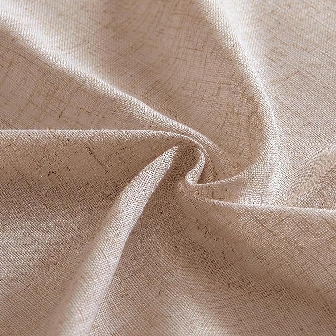 MIULEE Natural Beige Linen Curtains 54 Inch Length 2 Panels for Bedroom Living Room, Soft Linen Textured Window Drapes Semi Sheer Light Filtering Back Tab Rod Pocket Farmhouse Burlap Look Decor