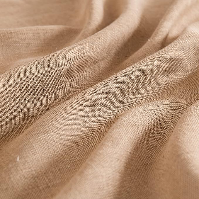 MIULEE Brown Linen Curtains 84 Inch Length for Bedroom Living Room, Soft Thick Linen Textured Window Drapes Semi Sheer Light Filtering Back Tab Rod Pocket Burlap Look Farmhouse Decor, 2 Panels