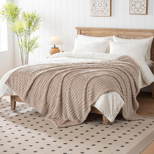 50x70 Inch Brown Throw Blanket - Soft & Fluffy Fleece, Neutral Tan Color, Cute & Aesthetic, Perfect for Sofa, Couch, Chair, Bed, Living Room & Bedroom, All-Season Use, Plush & Cozy Decorative Blanket