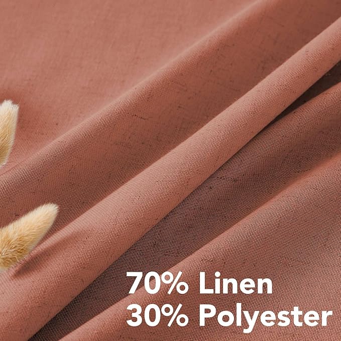 H.VERSAILTEX Linen Curtains Home Decorative Nickel Grommet Curtains Privacy Added Energy Saving Light Filtering Window Treatments Draperies for Bedroom, Terracotta, 2 Panels, 52 x 72 - Inch