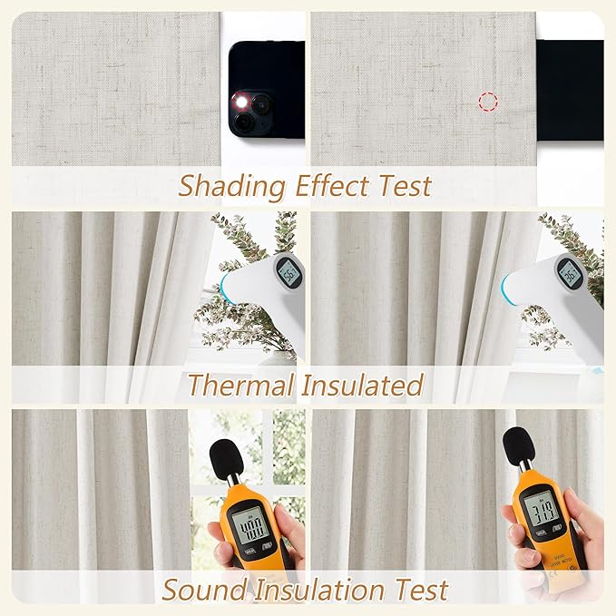 Guken Boho 100% Blackout Curtains 126 Inches Extra Long for Bedroom Black Out Curtain for Living Room Thermal Insulated Noise Reducing Country Window with Back Tab Rod Pocket, 52x126