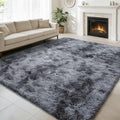 8x10 Fluffy Area Rugs for Living Room,Shag Area Rug for Bedroom,Soft Fuzzy Rug Non-Shedding Indoor Plush Carpet for Kids Bedroom Nursery Home Decor,Tie-Dyed Black