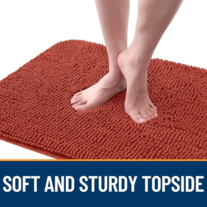 OLANLY Dog Door Mat for Muddy Paws 59x24, Absorbs Moisture and Dirt, Absorbent Non-Slip Washable Doormat, Quick Dry Chenille Mud Mat for Dogs, Entry Indoor Entryway Carpet for Inside Floor, Maple Red