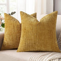 decorUhome Summer Mustard Yellow Chenille Throw Pillow Covers 20x20 Set of 2 Textured Soft Cozy Slubby Couch Pillow Covers Modern Farmhouse Boho Decorative Pillow Cases for Bed Sofa Living Room