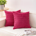 Pack of 2 Corduroy Decorative Throw Pillow Covers 20x20 Inch Soft Striped Pillow Covers Modern Farmhouse Home Decor for Sofa Living Room Couch Bed（Rose Red）