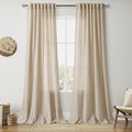 Nanspring Taupe Burlywood Curtains 108 Inches Long for Living Room Linen Burlap Rustic Farmhouse Sheer Curtains with Back Tab Floor to Ceiling High Window Curtain for Bedroom 52x108, 2 Panels