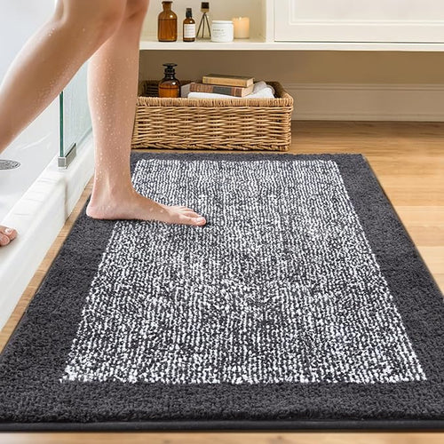48x32 Large Bathroom Rugs Washable Non Slip, Dark Grey Bath Mat for Bathroom Floor Tub, Soft Absorbent Quick Dry Mats for Shower, Bathtub,Home Decor