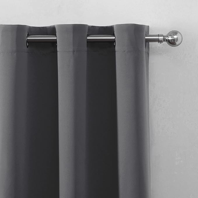 LEMOMO Grey Blackout Curtains/52 x 95 Inch/Set of 2 Panels Thermal Insulated Room Darkening Curtains for Bedroom