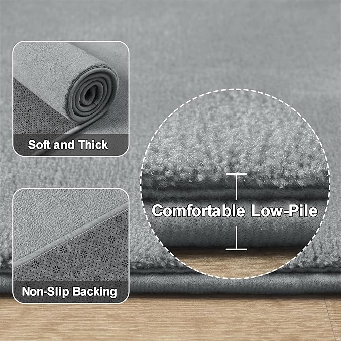 Amearea Modern Soft Hallway Runner Rug, 3x8 Feet Area Rug Runners for Hallways, Washable Runner Rugs, Non Slip Memory Foam Rug Grey Runner Rugs Carpet for Entrance Kitchen Kids Room Decor