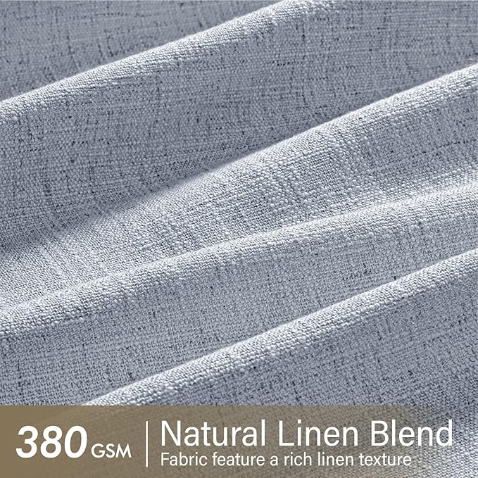 MIULEE Pinch Pleated Thick Linen Curtains 102 Inches Long 2 Panels for Living Room Bedroom, Linen Textured Drapes Pleat Back Tab Memory Trained Light Filtering Light Blue Window Curtains with Hooks