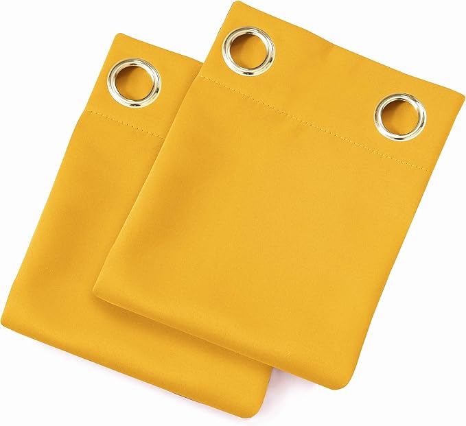 LEMOMO Yellow Blackout Curtains/52 x 108 Inch/Set of 2 Panels Thermal Insulated Room Darkening Curtains for Bedroom