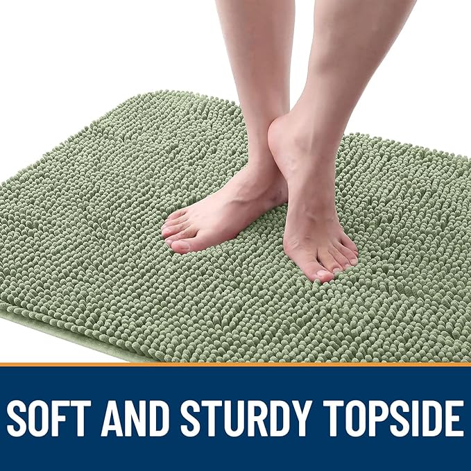 OLANLY Dog Door Mat for Muddy Paws 47x24, Absorbs Moisture and Dirt, Absorbent Non-Slip Washable Doormat, Quick Dry Chenille Mud Mat for Dogs, Entry Indoor Entryway Carpet for Inside Floor, Sage Green