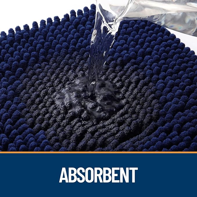 OLANLY Dog Door Mat for Muddy Paws 70x32, Absorbs Moisture and Dirt, Absorbent Non-Slip Washable Doormat, Quick Dry Chenille Mud Mat for Dogs, Entry Indoor Entryway Carpet for Inside Floor, Navy Blue