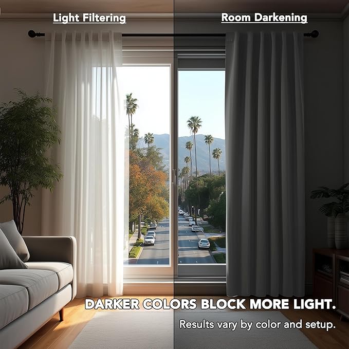 Deconovo Blackout Curtains, Thermal Insulated, W70 x L108 2 Panels, Back Tab, Machine Washable, Room-Darkening Drapes for Bedroom/Living Room Light Grey