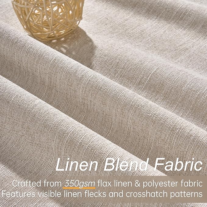 Topfinel 102 Inches Long Blackout Linen Curtains, Soundproofing Pinch Pleated Noise Cancelling Curtains Burlap Viral Drapes 2 Panels for Living Room Bedroom