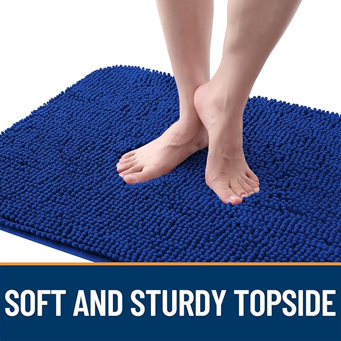 OLANLY Dog Door Mat for Muddy Paws 30x17, Absorbs Moisture and Dirt, Absorbent Non-Slip Washable Doormat, Quick Dry Chenille Mud Mat for Dogs, Entry Indoor Entryway Carpet for Inside Floor, Royal Blue