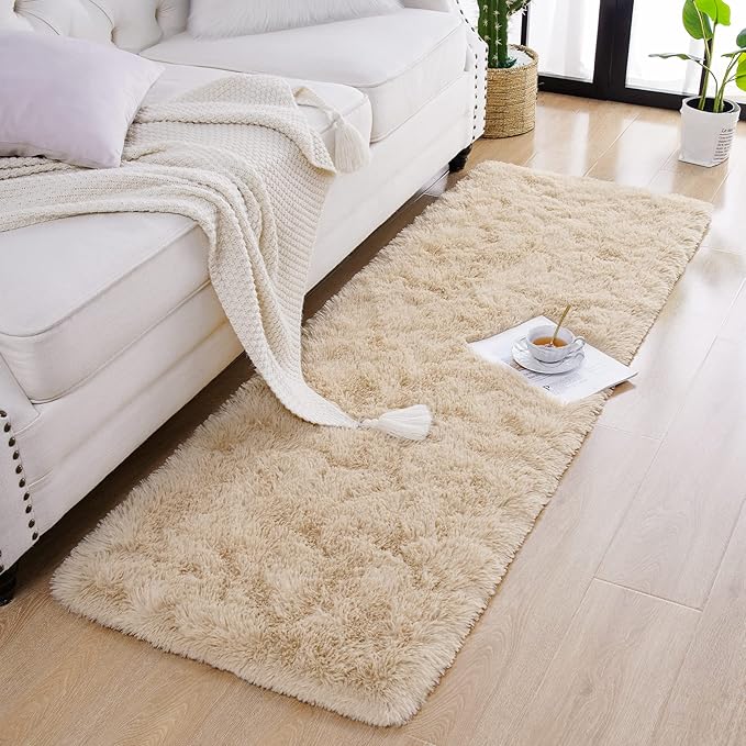 Chicrug Soft Runner Rugs for Bedroom Living Room Plush Fluffy Rug 2x5 Feet, Shag Furry Area Rug Carpet Non Shedding for Nursery Children Kids Girls Room Home Decorative, Camel