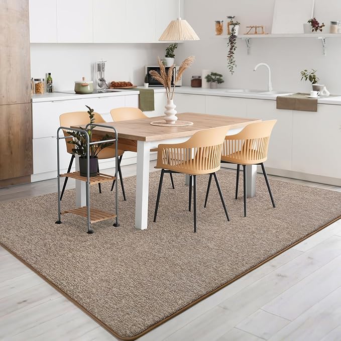 AROGAN Washable 6×9 Living Room Rug, Modern Area Rugs with Soft Memory Foam for Bedroom, Minimalist Non-Slip Indoor Floor Carpet for Dining Room Office Kids Playroom Decor, Matte Brown