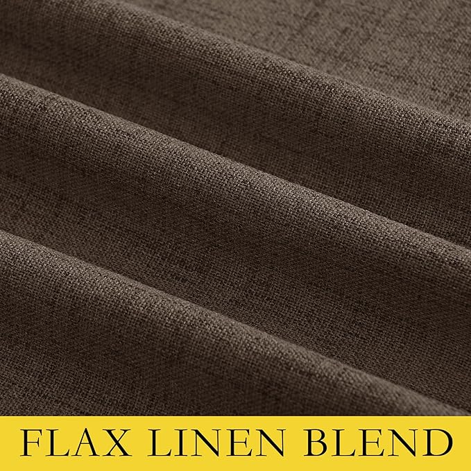 NICETOWN Coffee Vintage Linen 100% Blackout Curtains for Playroom, Thermal Insulated Curtains 72" Long, Noise Reducing Window Treatment Drapes for Laundry Room, 62" Wide Per Panel, Set of 2