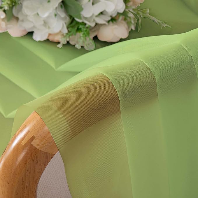 Chyhomenyc Sheer Valances for Windows, Light Filtering Small Window Curtains for Living Room Bathroom Cafe Laundry Basement, Modern Top Dual Rod Pocket Voile Curtain, 42Wx14L inches, Lime, 2 Pieces