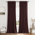 Guken 100% Blackout Curtains 90 Inch Length 2 Panels Set for Living Room Bedroom Back Tab Thermal Insulated Black Out Linen Drapes Room Darkening Reddish Brown,52x90