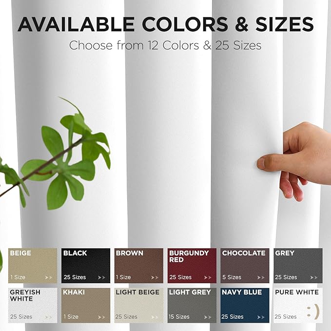 Joydeco Blackout Patio Sliding Door Curtains 96 Inches Long, Grommet Privacy Room Divider Curtains, Extra Wide Thermal Blackout Drapes for Bedroom Living Room (Pure White, 100Wx96L, 1 Panel)