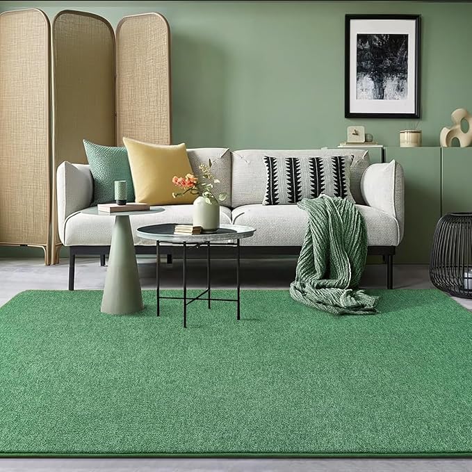 AROGAN Washable 6×9 Living Room Rug, Modern Area Rugs with Soft Memory Foam for Bedroom, Minimalist Non-Slip Indoor Floor Carpet for Dining Room Office Kids Playroom Decor, Matte Green