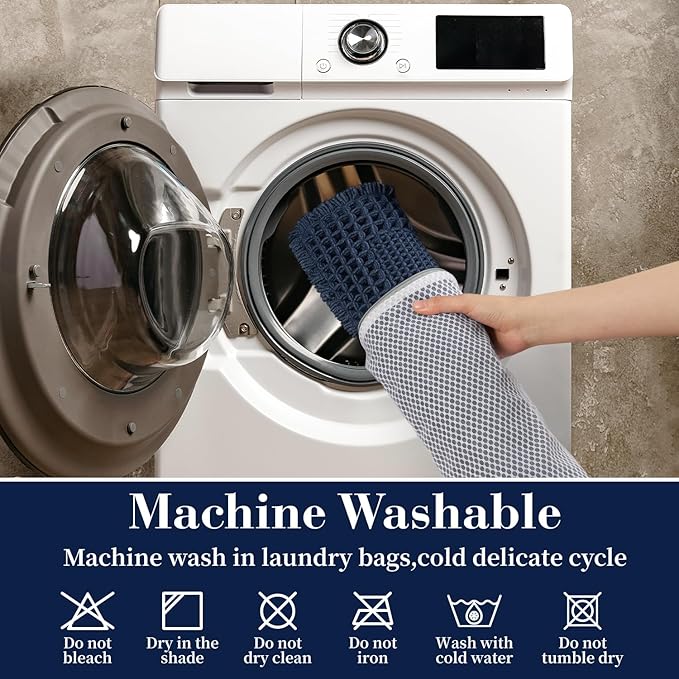 RESARE Waffle Bathroom Runner Rugs, Super Absorbent Bath Mat Non Slip Washable Quick Dry, Upgraded Ultra Soft Boho Bath Rugs with Tassels for Hallway Bedroom Laundry Room, 2'x6'(24"x72"), Navy