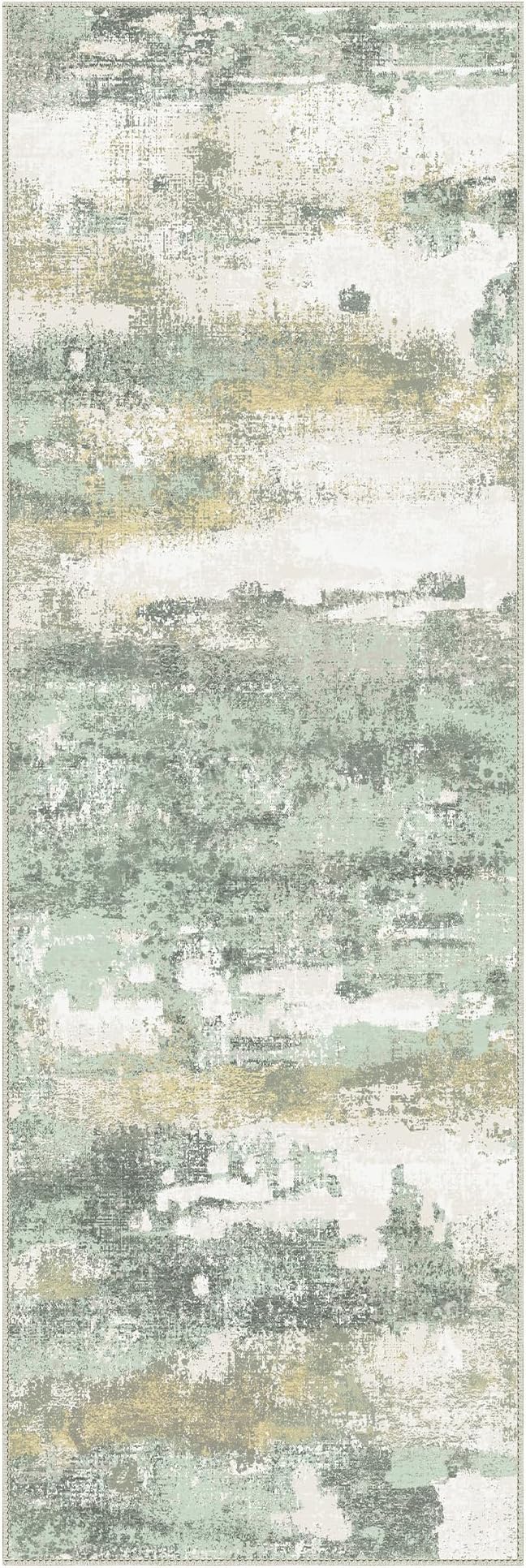 BEIMO Runner Rug for Hallway Kitchen, 2x6 Machine Washable Runners Rug for Entryway, Light Green Soft Modern Abstract Throw Rugs, Low Pile Floor Carpet with Non Slip Backing