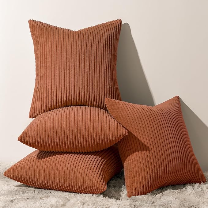 Topfinel Decorative Terracotta Throw Pillow Covers Cushion Cases, Set of 4 Soft Velvet Modern Double-Sided Designs, Rustic Home Decor, Pillow Inserts Not Included (16x16 inch)