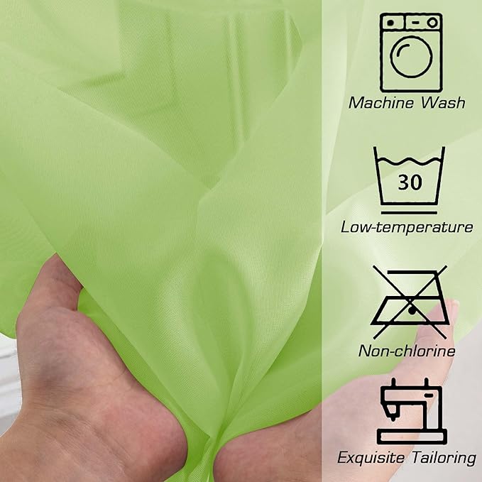 OWENIE Lime Sheer Curtains 84 Inches Long for 2 Panels Set, Solid Light Filtering Voile Sheer Curtains for Living Room Bedroom, Modern Rod Pocket Lime Curtain, 2 Pcs Total 84 Width 84 Long