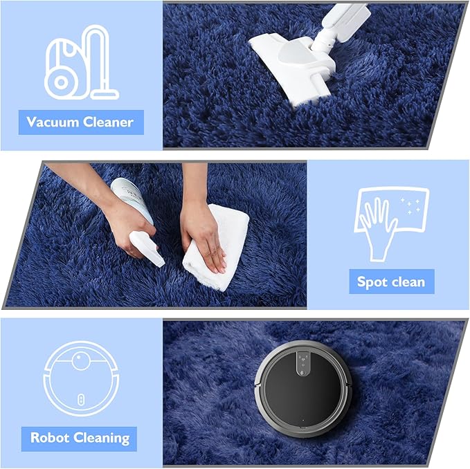 9x12 Fluffy Area Rugs for Living Room,Large Fuzzy Shag Area Rug for Bedroom,Blue Soft Non-Shedding Indoor Plush Carpet for Kids Bedroom Nursery Home Decor