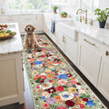 Floral Hallway Runner Green Carpet Non-Slip, 2x10 Washable Rug Ultra-Thin Soft for Hallways, Kitchen Mat Stain Resistant for Entryway Bathroom (2 x 10, Green Garden)