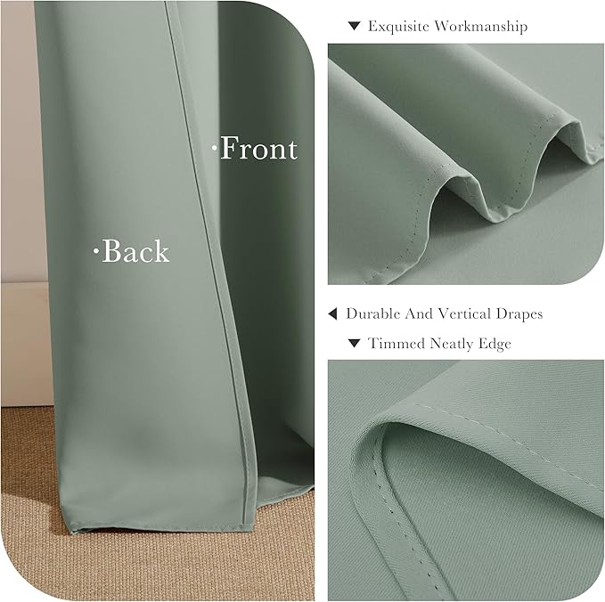 PONY DANCE Short Curtains for kinchen, Half Drapes for Bathroom Window, loft Curtain Tiers for Basement Shades, Width 29 x Length 30 inches, Sage Green, 2 Pieces