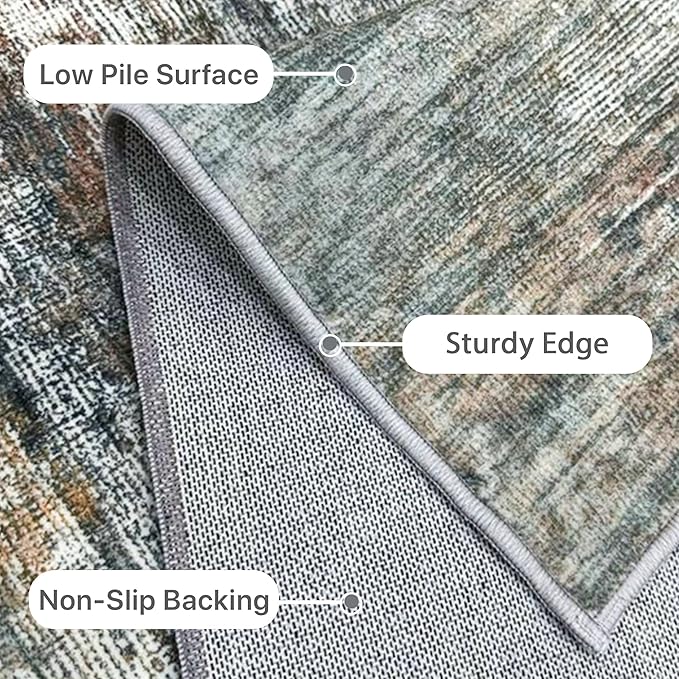 BEIMO Area Rugs 5x7 for Living Room Bedroom, Modern Abstract Machine Washable Rug, Large Soft Low Pile Floor Cover with Non Slip Backing for Dining Room, Ash Gray Brown