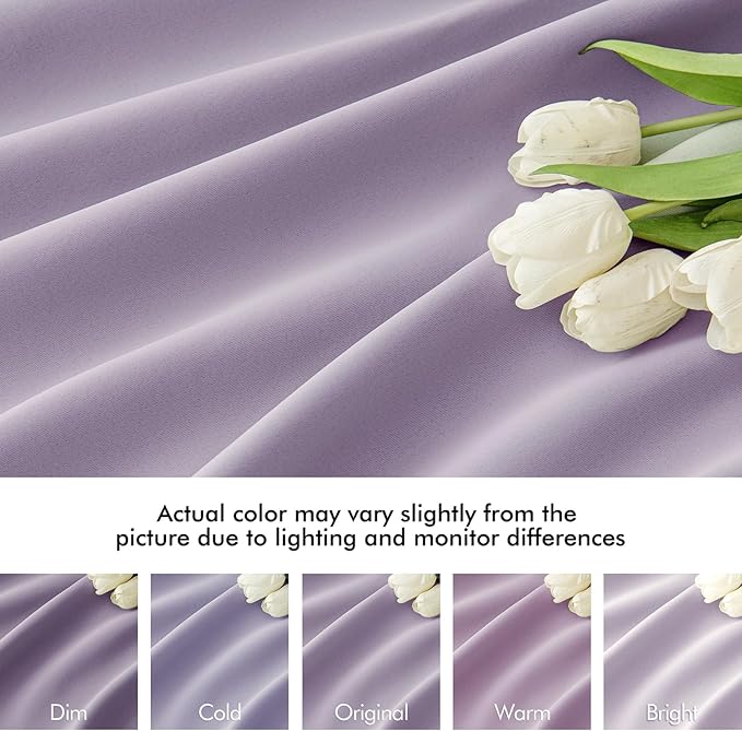 MIULEE Lilac Back Tab Blackout Curtains 90 Inches Long 2 Panels Set for Living Room Bedroom Privacy, Rod Pocket/Pinch Pleat Thermal Insulated Room Darkening Pleated Light Blocking Drapes